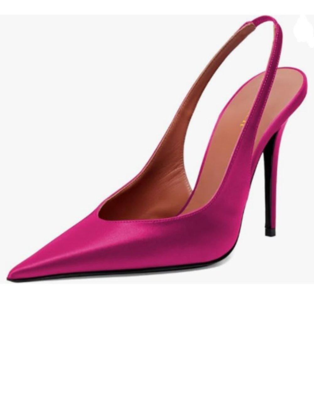miss left Deep Pink Thin High Heel Slingback Satin Pumps Pointed Toe Shoes